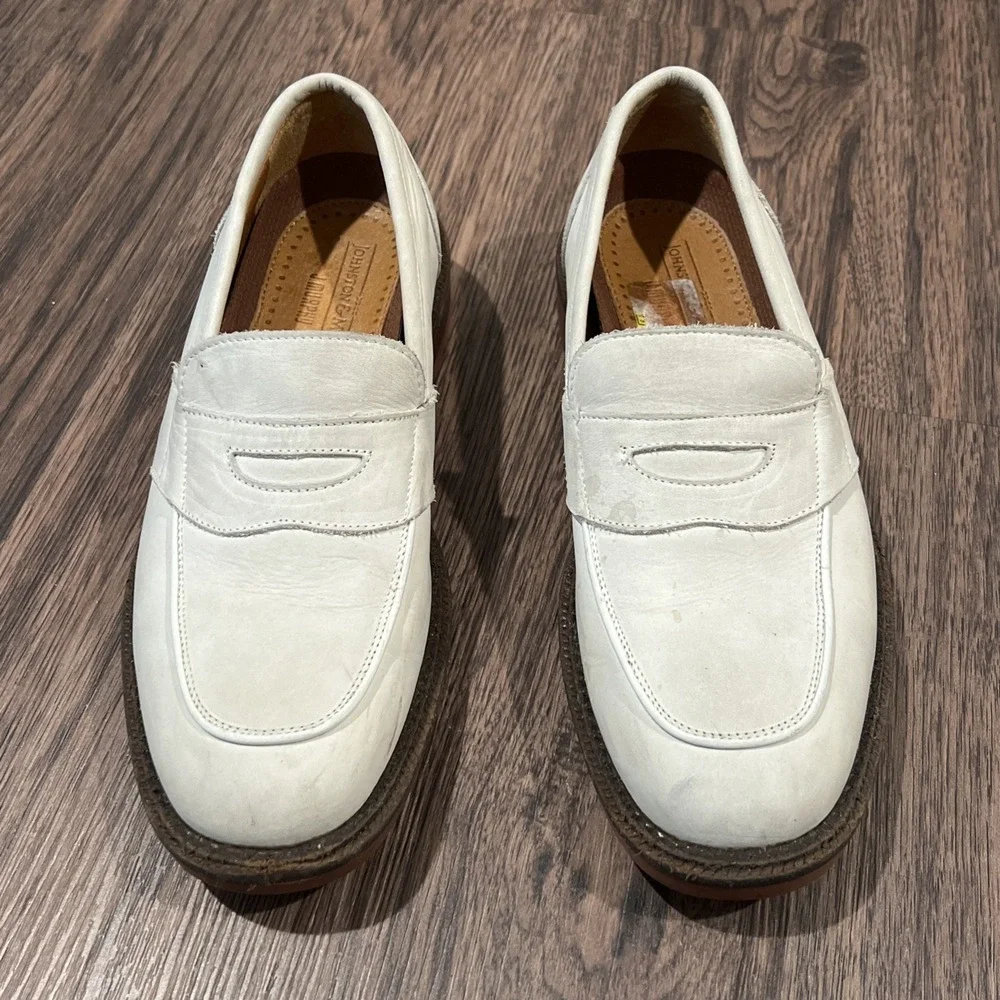 Johnston Murphy Made In Italy Men's Penny Loafers Shoes Ivory Casual Size 7M